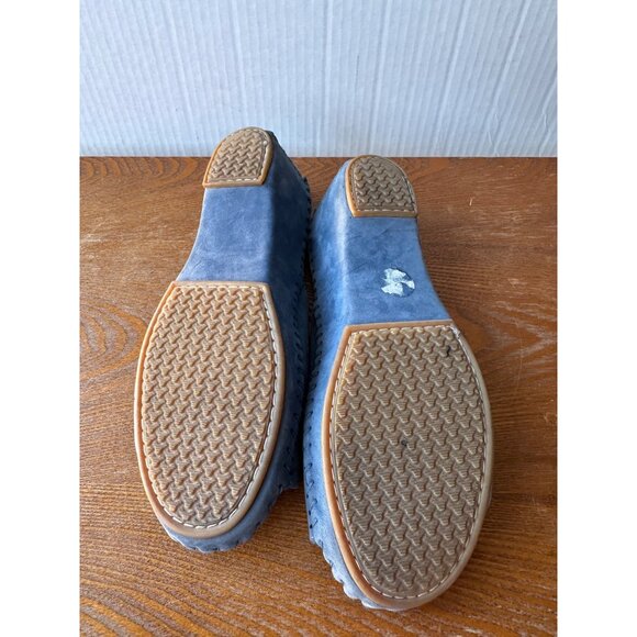 La Plume Women's Size 38 Blue Leather Slip-On Sandals With Buckle Accent Sz 6.5 - Picture 8 of 9